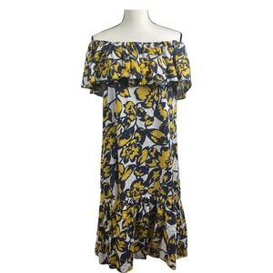 NU New York Women's S Boho Floral Off-Shoulder Midi‎ Dress